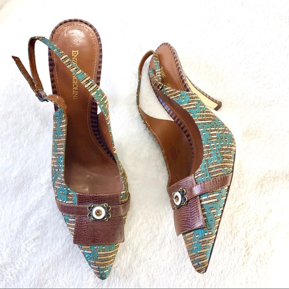 Enzo Angiolini Shoes - Enzo angiolini jeweled brocade heels sandals 9.5